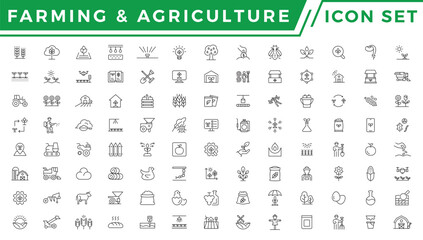 Farming, Agriculture - thin line web icon set. Outline icons collection