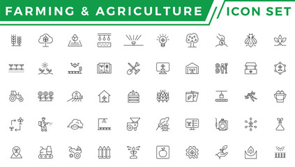 Farming, Agriculture - thin line web icon set. Outline icons collection