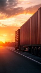A silhouette of a truck against a vibrant sunset sky, highlighting the beauty of transportation and travel.