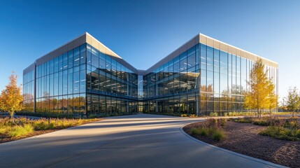 Fototapeta premium Modern Office Building with Glass Facade