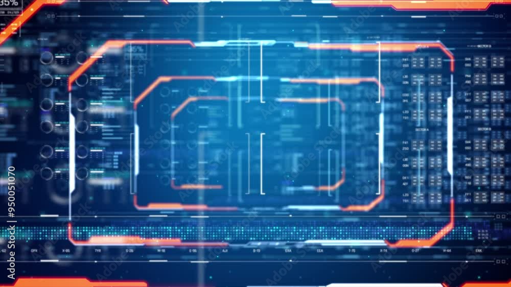 Poster universal technology line and frame video overlay futuristic hud head up display interface template 
