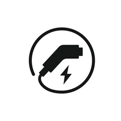 Charger connector icon. Electric car charging plug sign. Charging plug icon vector illustration