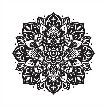 recommend clip art: Exquisite Floral Mandala vector illustration silhouette