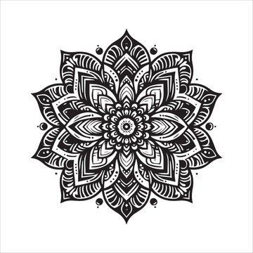black and white mandala design clip art preview