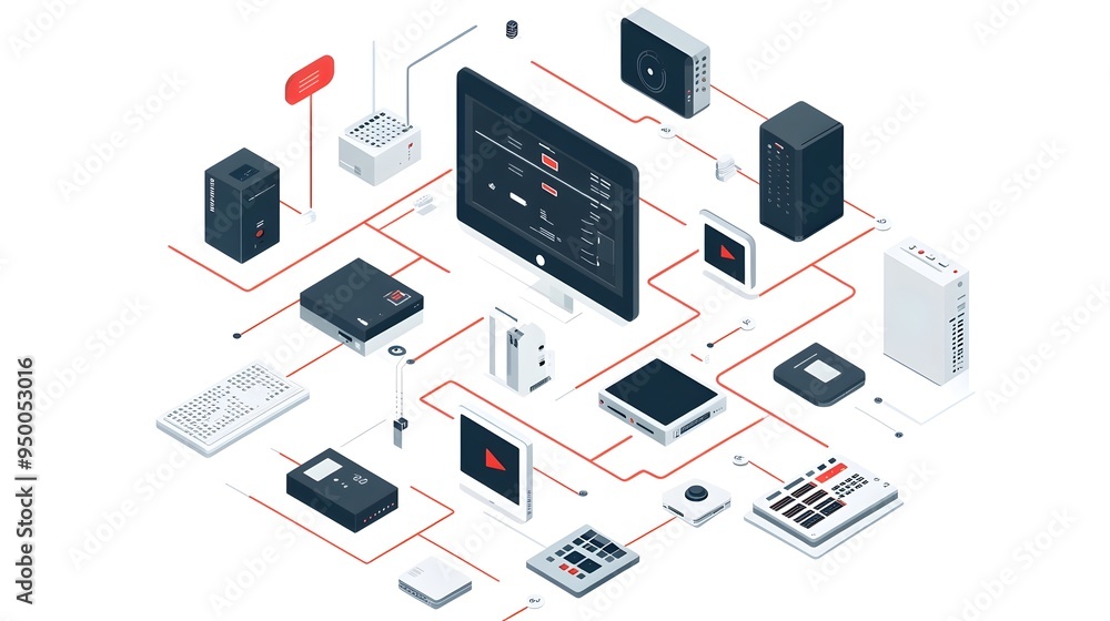 Poster infographic showing the flow of data from input to output devices in a computer system this clean