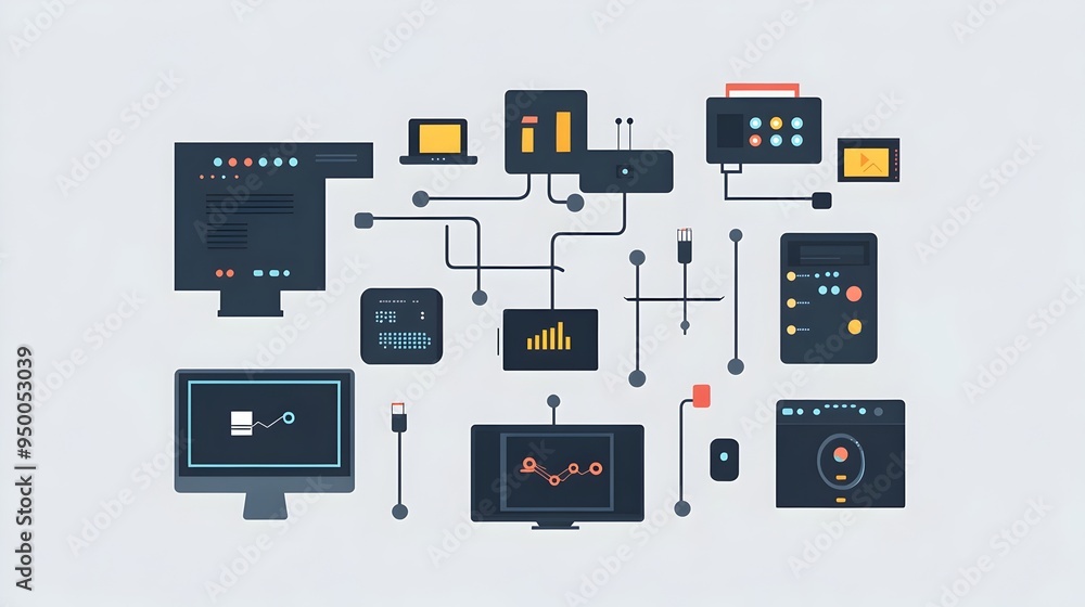 Poster detailed infographic showcasing the flow of data from input devices such as keyboards and mice throu