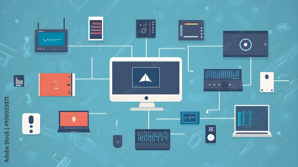 Poster infographic depicting the seamless flow of data from input devices to output devices within a comput