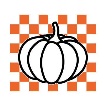visuel vectoriel de citrouille sur fond quadriller 