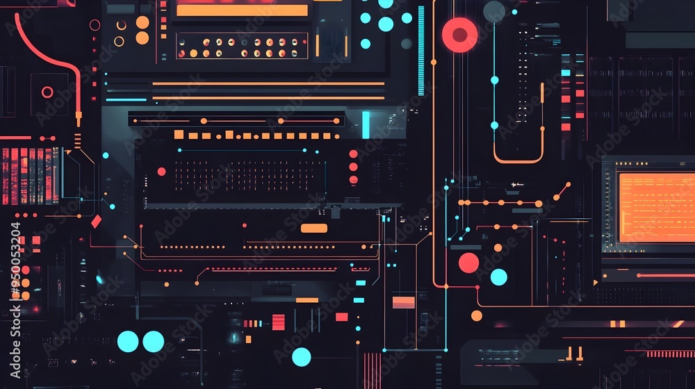 Poster detailed infographic depicting the internal workings and data processing mechanisms within a compute