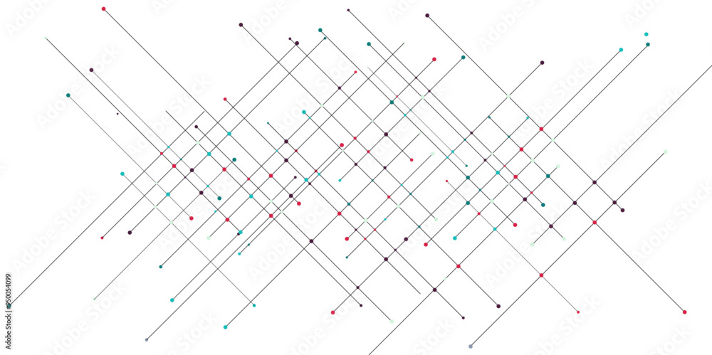 Poster abstract line or strokes with dots, dotted line, node point, digital background vector design concept. abstract technology White background  Future new technology for business or science presentation.