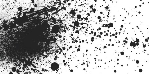 Obraz premium A black and white photo of a splatter of paint on a white background. The splatter is large and covers a significant portion of the image. Scene is chaotic and messy