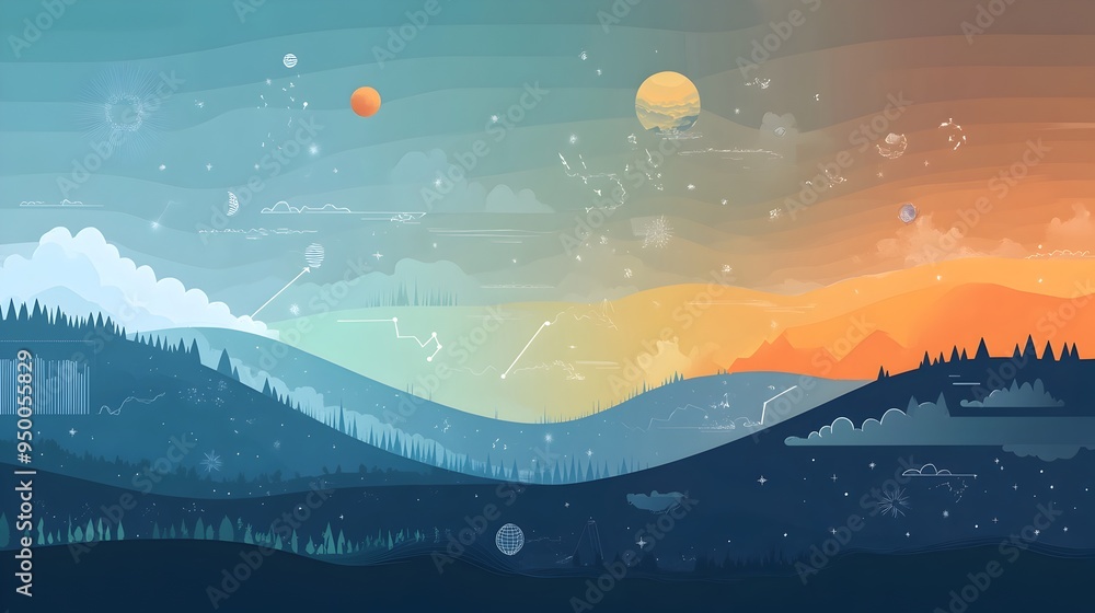 Poster infographic depicting the transition between troposphere and stratosphere visualizing the atmospheri