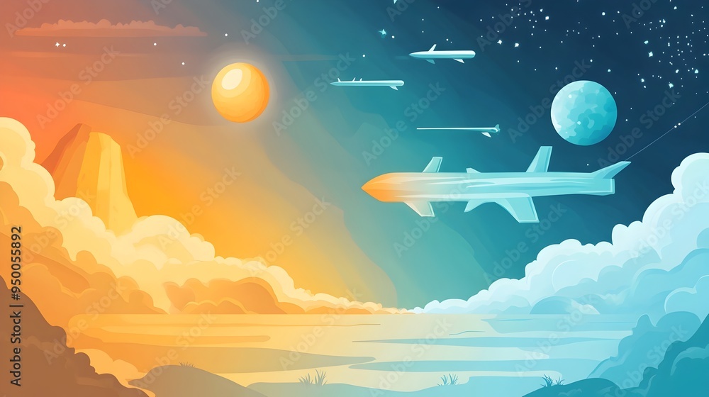 Poster flat infographic showing the distinct layers of the earth s atmosphere specifically the transition b