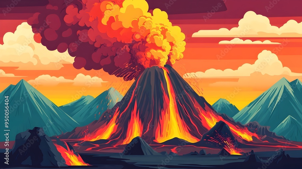 Poster infographic summarizing the interaction of tectonic plates and the resulting volcanic eruptions pres