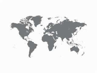 Naklejka premium A world map is shown in black and white. The map is a simple, clean design with no color