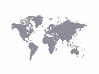 A world map is shown in black and white. The map is a simple outline of the world, with no details or colors