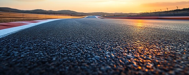 Freshly paved road on a new racetrack under construction, symbolizing the anticipation of future races, Racetrack Road, New beginnings