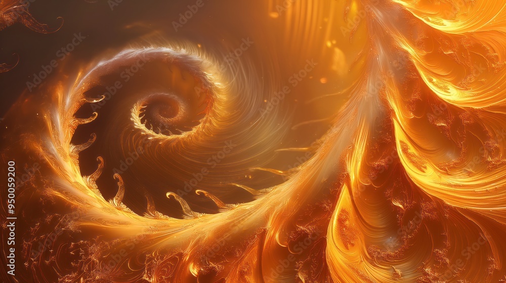 Aufkleber orange spiral background with fractal texture creates a fantastic design element. light waves and bl