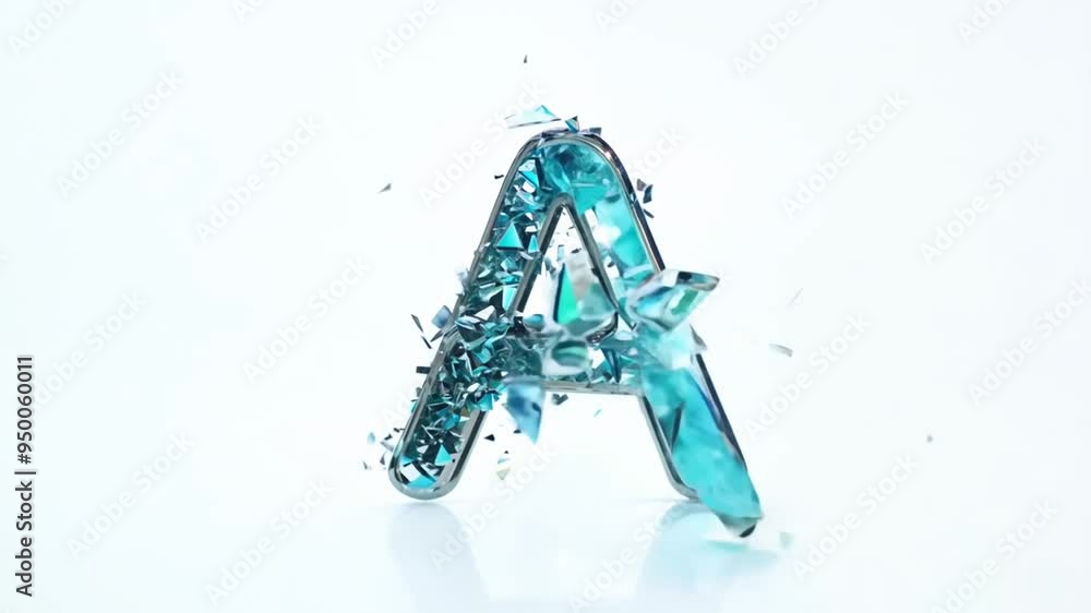 Poster shattered glass letter a on a white background with sharp edges generative ai
