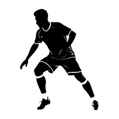 A Soccer player vector silhouette isolated white background