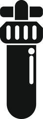 Simple icon of a test tube with some markings on its side, potentially containing a chemical substance