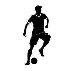 A Soccer player vector silhouette isolated white background