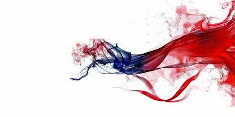 A red, white, and blue wave with a dragon on it