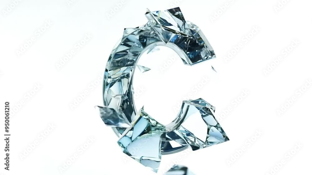 Poster glass letter c created with sharp shards on white background generative ai