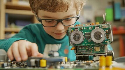Embark on a STEM adventure! This electronic board and metal robot ignite a passion for robotics and electronics, fostering creativity and problem-solving skills in young minds. 