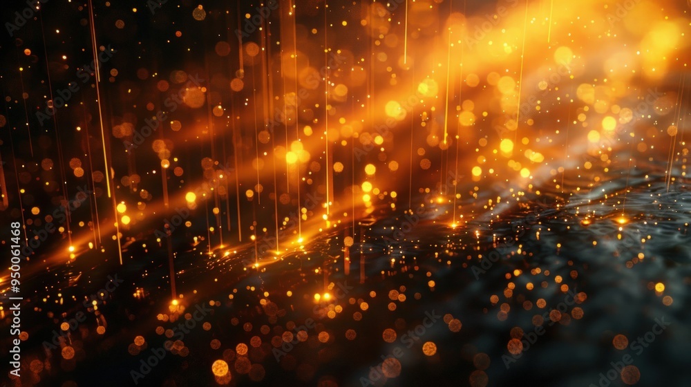 Aufkleber abstract background with golden lights and bokeh effect.