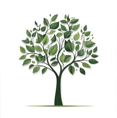 Obraz premium A tree with green leaves on a white background