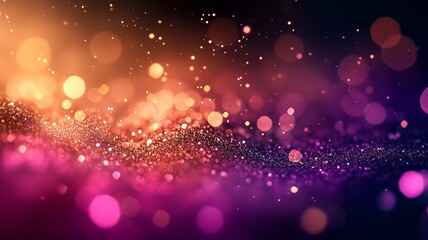 Abstract background featuring soft, out-of-focus bokeh and glitter lights. Dreamy, celebration, holiday and ethereal atmosphere, with blurred circles of light creating a sense of depth and tranquility