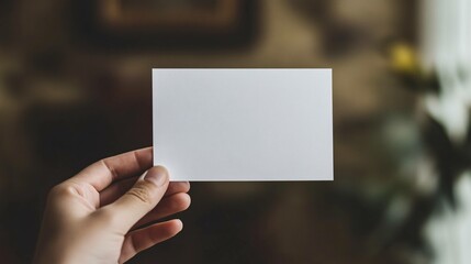 Obraz premium a hand holding a white blank rectangle paper