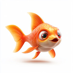 An fish modern cartoon icon in 3D on white background