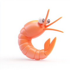 An shrimp modern cartoon icon in 3D on white background