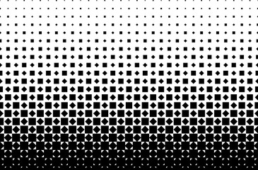 Geometric pattern of black rectangles on a white background.Seamless in one direction. Option with a Short fade out. 