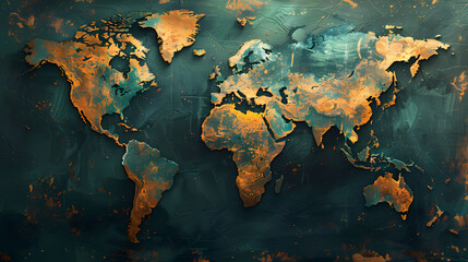 2d illustration world map abstract background.Global network connection. World map point and line composition concept of global business.