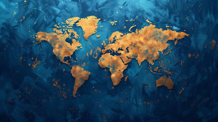 2d illustration world map abstract background.Global network connection. World map point and line composition concept of global business.