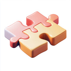 An puzzle modern cartoon icon in 3D on white background