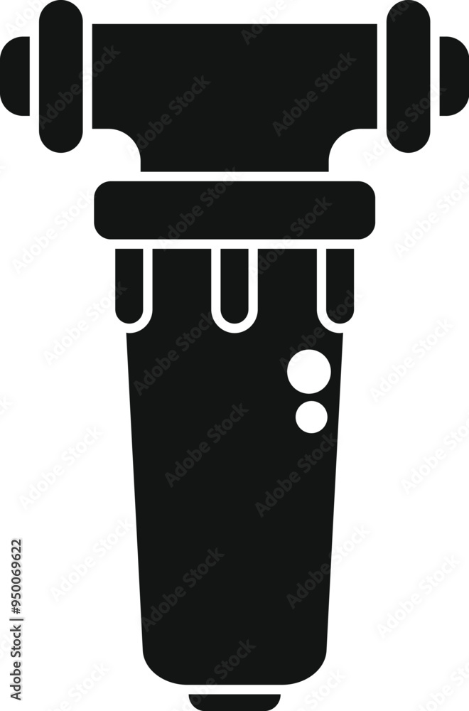 Poster water filter cartridge replacing purifying system icon. simple illustration of water filter cartridg