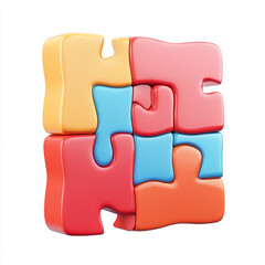 An puzzle modern cartoon icon in 3D on white background