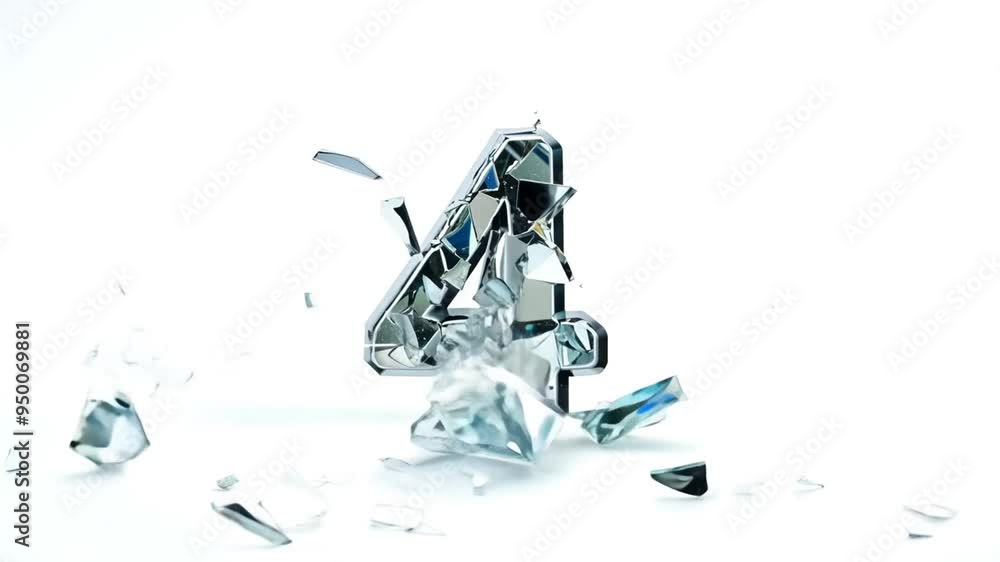 Poster glass number four in an abstract arrangement on white surface generative ai