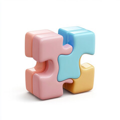An puzzle modern cartoon icon in 3D on white background
