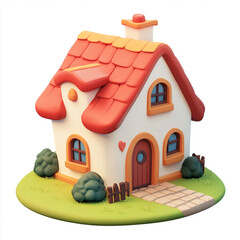An home modern cartoon icon in 3D on white background