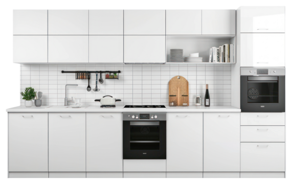 PNG Modern minimalist white kitchen - Powered by Adobe