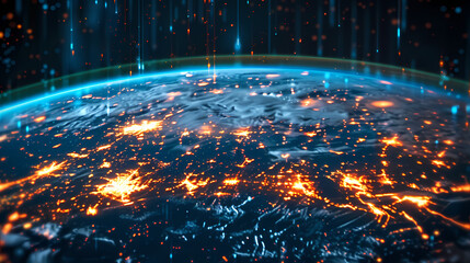 Fototapeta premium 2d illustration world map abstract background.Global network connection. World map point and line composition concept of global business.