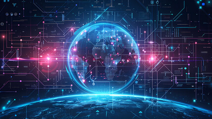 Fototapeta premium 2d illustration world map abstract background.Global network connection. World map point and line composition concept of global business.