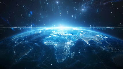 Fototapeta premium 2d illustration world map abstract background.Global network connection. World map point and line composition concept of global business.