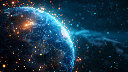 2d illustration world map abstract background.Global network connection. World map point and line composition concept of global business.