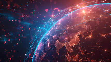 2d illustration world map abstract background.Global network connection. World map point and line composition concept of global business.